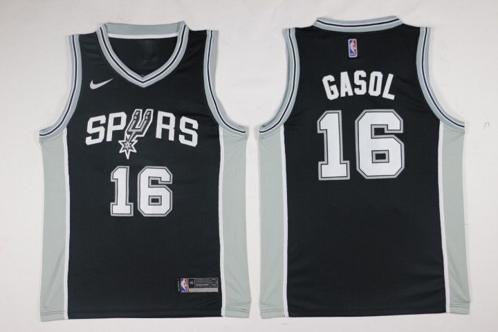 Men San Antonio Spurs #16 Gasol Black Game Nike NBA Jerseys